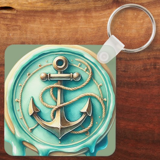 Schattigee oceaan anker gepersonaliseerd sleutelhanger (Achterkant)