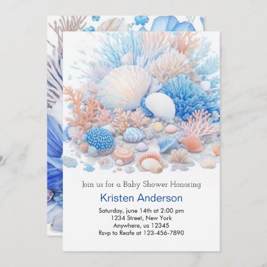 Schattigee Oceaan Blissful Seashell Boho Boy Baby  Kaart (Voorkant / Achterkant)