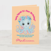 Schattigee Oceaan Bloemen Octopus Girly Kids Verja Kaart (Voorkant)