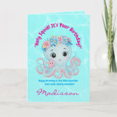 Schattigee Oceaan Bloemen Octopus Girly Kids Verja Kaart (Voorkant)