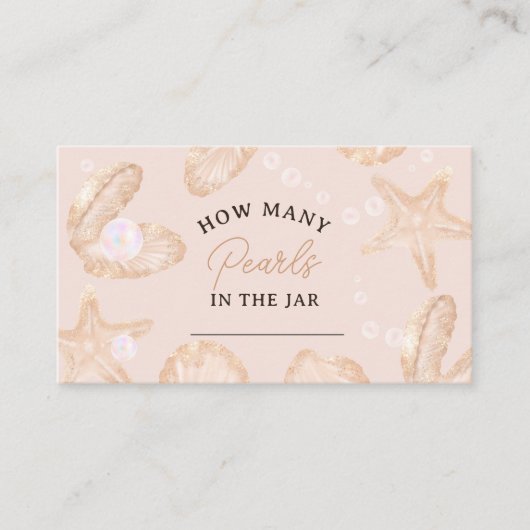 Schattigee oceaan klein baby shower Hoeveel parels Informatiekaartje (Voorkant)