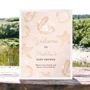 Schattigee oceaan kleine parel baby shower welkom poster