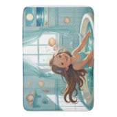 Schattigee oceaan-thema badtijd meisje badmat (Voorkant Verticaal)