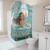 Schattigee oceaan-thema badtijd meisje douchegordijn (In situ)