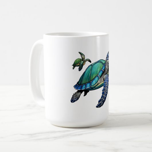 SCHATTIGEE OCEAAN ZEE SCHILDPAD KOFFIEMOK (Voorkant links)