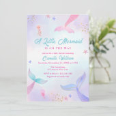 Schattigee Oceaan Zomer Zeemeermin Tail Baby showe Kaart (Staand voorkant)