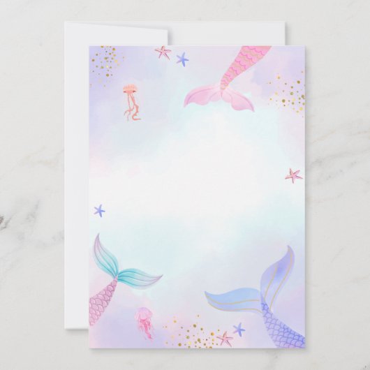 Schattigee Oceaan Zomer Zeemeermin Tail Baby showe Kaart (Achterkant)