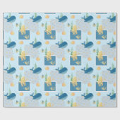 Schattigee Oceaandieren Blauwe Baby onder water Cadeaupapier (Vlak)