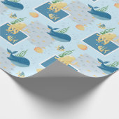 Schattigee Oceaandieren Blauwe Baby onder water Cadeaupapier (Hoek)