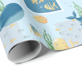 Schattigee Oceaandieren Blauwe Baby onder water Cadeaupapier (Rol Hoek)