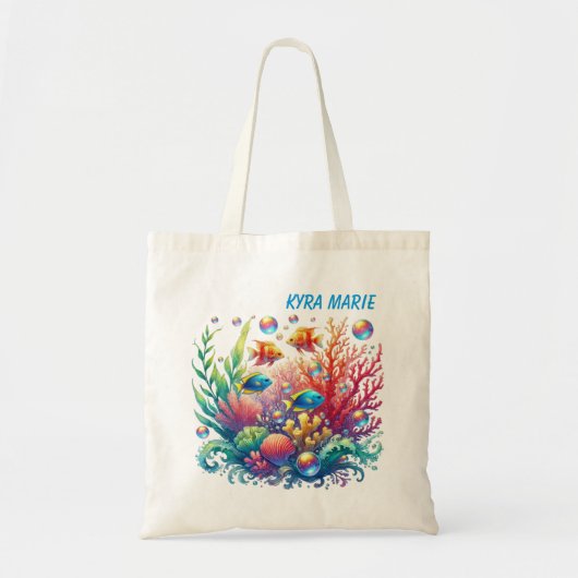 Schattigee oceaanvis Naam strand toevoegen Tote Bag (Voorkant)