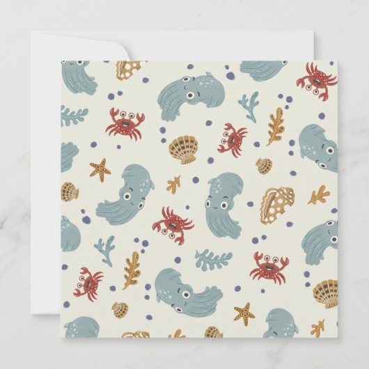 Schattigee Ocean Animals Baby / Peuter Custom Birt Kaart (Achterkant)