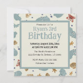 Schattigee Ocean Animals Baby / Peuter Custom Birt Kaart (Voorkant)