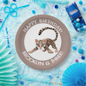 Schattigee ocelot cartoon gepersonaliseerde verjaa papieren bordje (Feest)