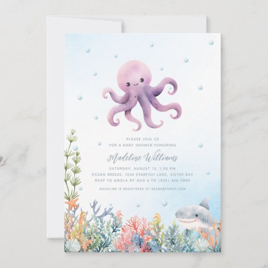 Schattigee octopus Baby shower Kaart (Voorkant)