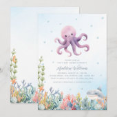 Schattigee octopus Baby shower Kaart (Voorkant / Achterkant)