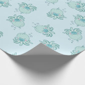Schattigee Octopus Baby shower Kawaii Blue Boy Cadeaupapier (Hoek)