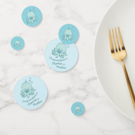 Schattigee Octopus Baby shower Kawaii Blue Boy Confetti