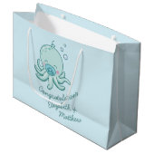 Schattigee Octopus Baby shower Kawaii Blue Boy Groot Cadeauzakje (Voorkant Gekanteld)