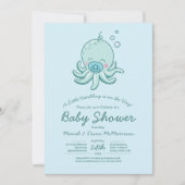 Schattigee Octopus Baby shower Kawaii Blue Boy Kaart (Voorkant)