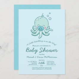 Schattigee Octopus Baby shower Kawaii Blue Boy Kaart