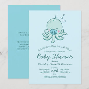Schattigee Octopus Baby shower Kawaii Blue Boy Kaart