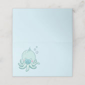 Schattigee Octopus Baby shower Kawaii Blue Boy Plaatskaartje (Buitenkant ongevouwen)