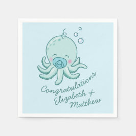 Schattigee Octopus Baby shower Kawaii Blue Boy Servet