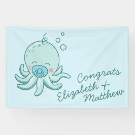Schattigee Octopus Baby shower Kawaii Blue Boy Spandoek