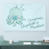 Schattigee Octopus Baby shower Kawaii Blue Boy Spandoek (Beurs)