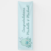 Schattigee Octopus Baby shower Kawaii Blue Boy Spandoek (Verticaal)