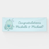 Schattigee Octopus Baby shower Kawaii Blue Boy Spandoek (Horizontaal)