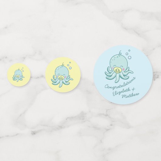 Schattigee Octopus Baby shower Kawaii Confetti (Achterkanten)