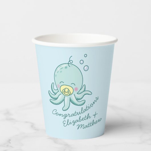 Schattigee Octopus Baby shower Kawaii Papieren Bekers (Voorkant)