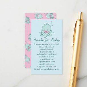 Schattigee Octopus Baby shower Kawaii Roze Boek vo Informatiekaartje