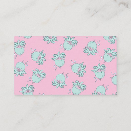Schattigee Octopus Baby shower Kawaii Roze Luier R Informatiekaartje (Achterkant)