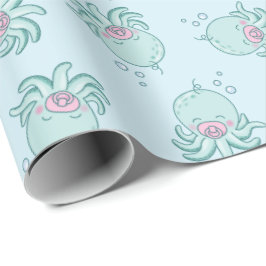 Schattigee Octopus Baby shower Kawaii Roze Meisje Cadeaupapier
