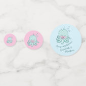Schattigee Octopus Baby shower Kawaii Roze Meisje Confetti (Achterkanten)