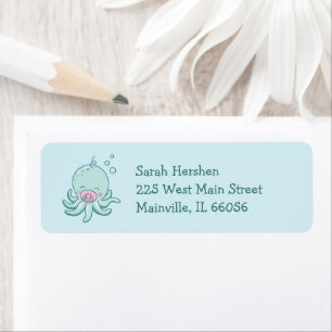 Schattigee Octopus Baby shower Kawaii Roze Meisje Etiket