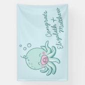 Schattigee Octopus Baby shower Kawaii Roze Meisje Spandoek (Verticaal)