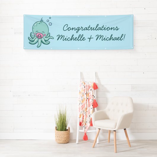 Schattigee Octopus Baby shower Kawaii Roze Meisje Spandoek (Insitu)