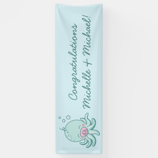 Schattigee Octopus Baby shower Kawaii Roze Meisje Spandoek (Verticaal)