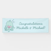 Schattigee Octopus Baby shower Kawaii Roze Meisje Spandoek (Horizontaal)