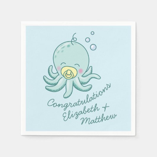 Schattigee Octopus Baby shower Kawaii Servet (Voorkant)