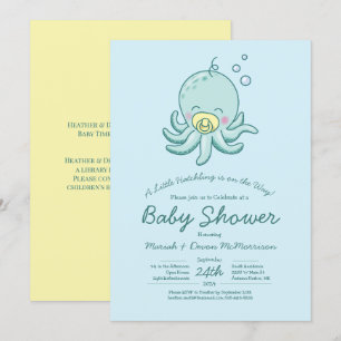 Schattigee Octopus Baby shower Kawaii Uitnodiging