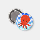 Schattigee Octopus Cartoon Blauwe Golven Magneet (Voorkant / Achterkant)