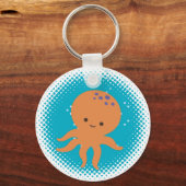 Schattigee Octopus Cartoon Blue Ocean Sleutelhanger (Achterkant)