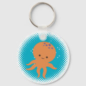 Schattigee Octopus Cartoon Blue Ocean Sleutelhanger (Achterkant)