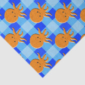Schattigee Octopus Cartoon Blue Plaid Custom Name Tissuepapier (Detail)