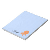 Schattigee Octopus Cartoon Blue Waves Aangepaste n Notitieblok (Linkerzijde)